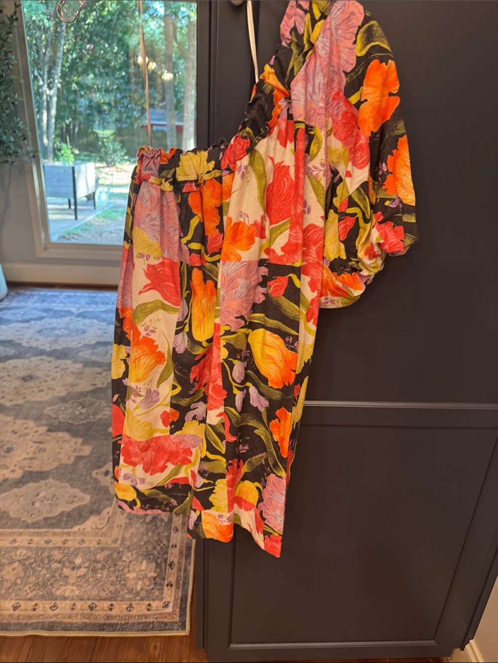 Yukiko Noritake x Anthropologie Floral One Shoulder Asymmetrical Dress